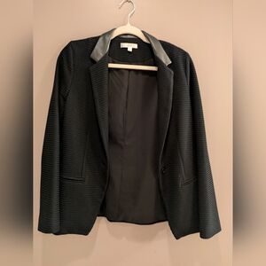 DREW for Anthropologie Black Women's Blazer with Leather Trim S